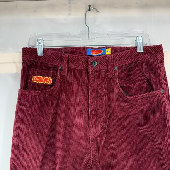Empyre Women 30 Corduroy Pant Maroon Red Tapered Leg Stretch Waist Relaxed Fit - Picture 2 of 9